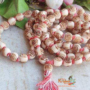 Basic natural Rough Tulsi Mala with Gomukhi Japa Bag ~ BASIL PRAYER BEADS  Japa Mala Tulsi Japa Large Beads for Chanting Hand Knotted KARMA Necklace